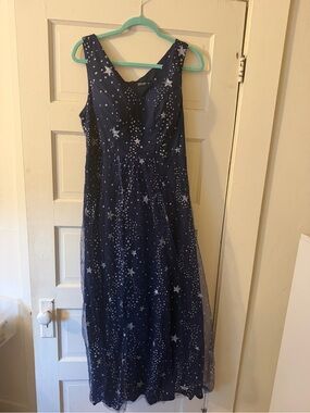 Navy Star Print Party Dress